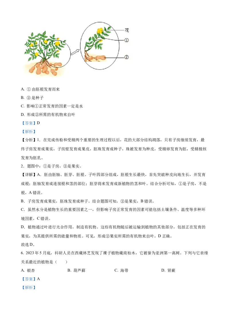 《2024年陕西省中考生物真题（解析版）_12.2026年4月全国各地高考模拟卷_2026版初中金考卷•45套中考试卷汇编系列合集_全国版中考真题(1)_各省市《历年中考真题》2013-2024(10)》第4页预览
