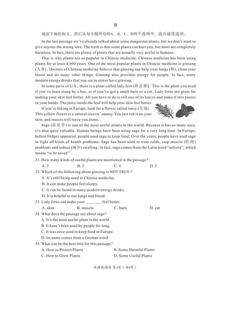 《13黄石市（PDF版，无答案）_初中英语789_26秋最新人教版英语九年级上册_人教版英语九年级全册_第二套_人教版英语九年级上册中考真题_人教版英语九年级上册中考真题_6湖北》第4页预览