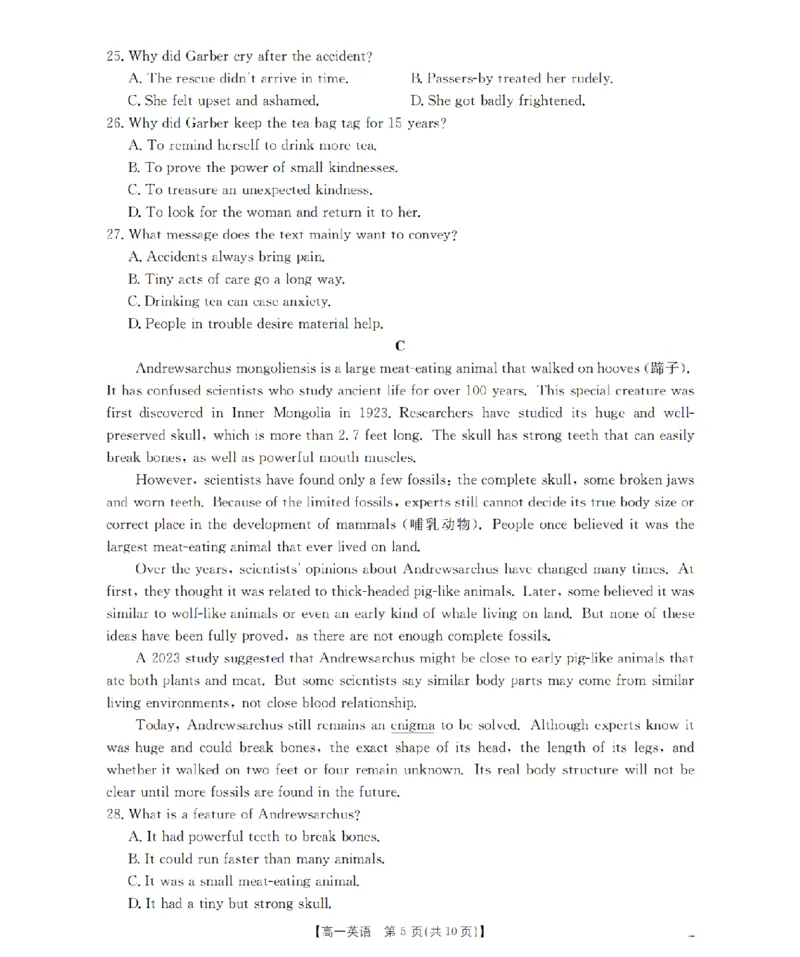 《英语_扫描版_2024-2027高一（7-7月题库）(1)_2026年05月高一试卷_260514湖南省2025-2026学年高一下学期4月联考（全）》第5页预览