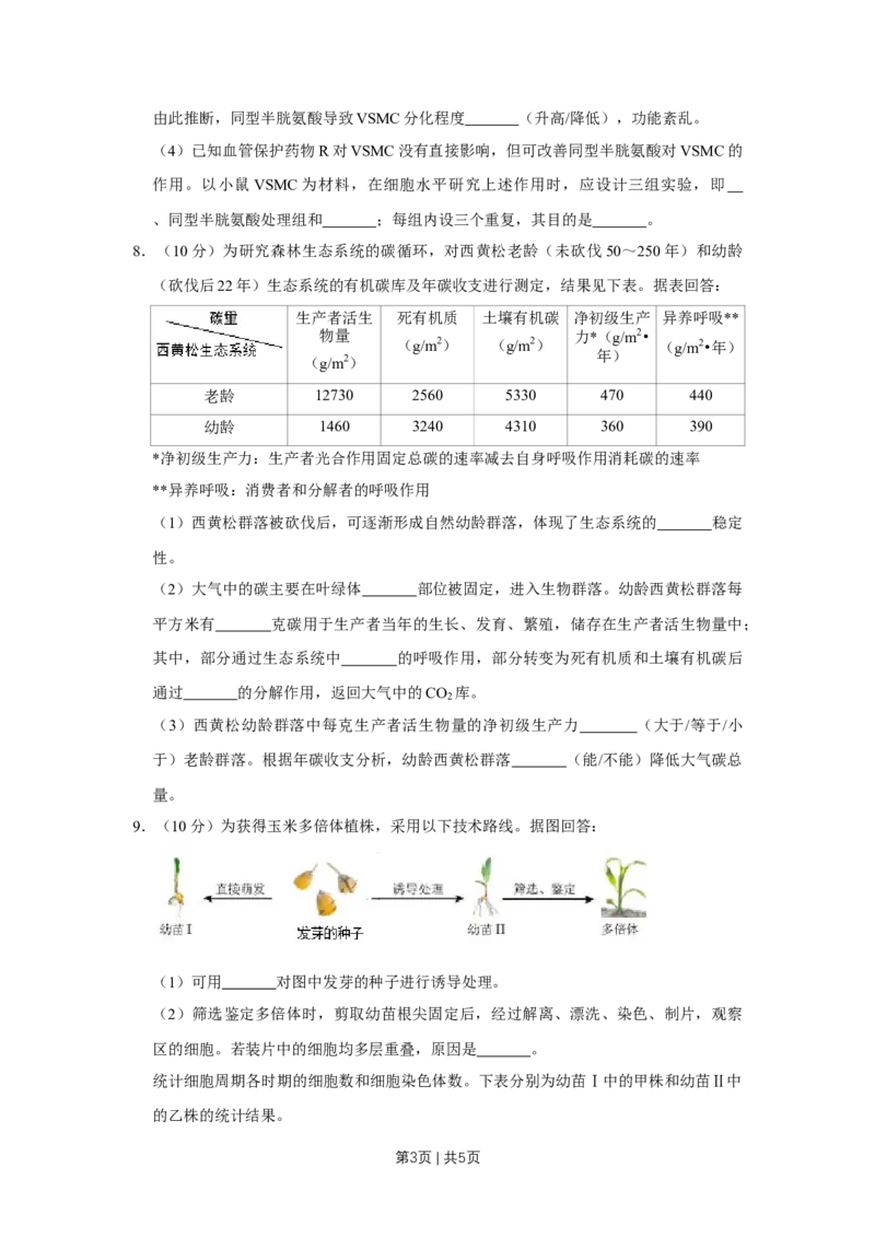 《2018年高考生物试卷（天津）（空白卷）_历年真题_2008-2025·（天津）生物高考真题》第3页预览