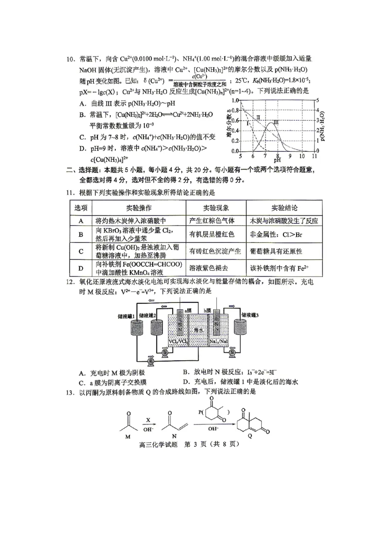 《2025-2026学年度高三教学质量阶段性检测化学_2024-2027高三（6-6月题库）_2026年05月高三试卷_260515山东省淄博市2025-2026学年度高三教学质量阶段性检测（淄博二模）（全科）》第3页预览