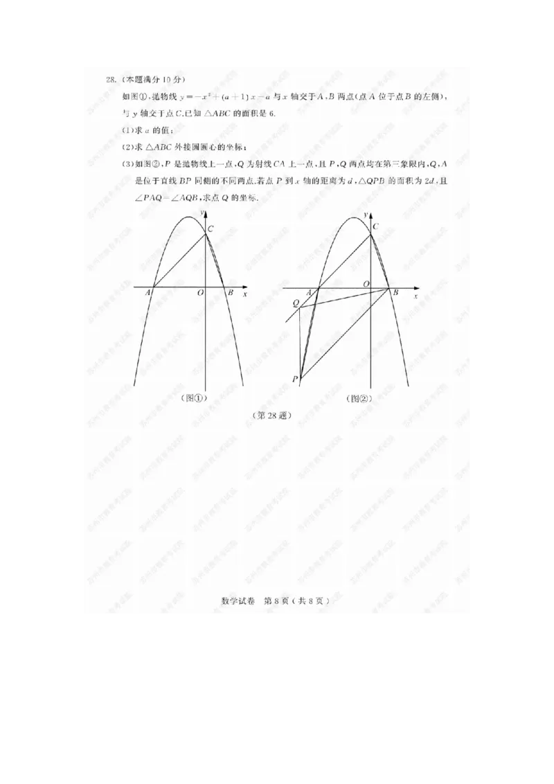 《2019年江苏苏州数学试卷+答案(图片word版)_2026版初中金考卷•45套中考试卷汇编系列合集_全国版中考真题(1)_各省市《历年中考真题》2013-2024(10)_历年中考真题(版本一,按科目划分)》第8页预览