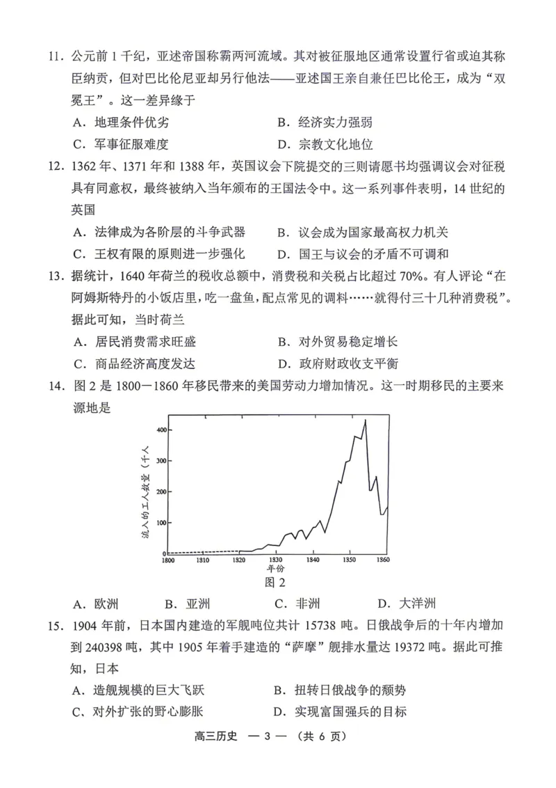《2025-2026学年福州市高三年级五月质量检测历史_2024-2027高三（6-6月题库）_2026年05月高三试卷_260515福建省2025-2026学年福州市高三年级五月质量检测（全科）》第3页预览