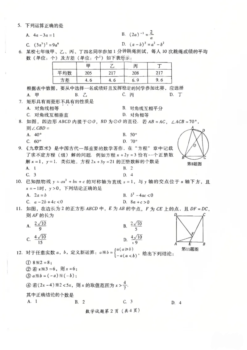 《2025年四川省泸州市中考数学试题_12.2026年4月全国各地高考模拟卷_2026版初中金考卷•45套中考试卷汇编系列合集_全国版中考真题(1)_2025年全国中考真题答案（按省市分类）(10)_四川省》第2页预览