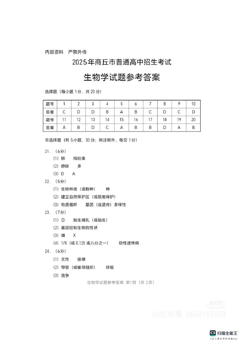 《2025年商丘市中考生物真题答案_12.2026年4月全国各地高考模拟卷_2026版初中金考卷•45套中考试卷汇编系列合集_全国版中考真题_2025年全国中考真题答案（按省市分类）(10)_河南省》第1页预览