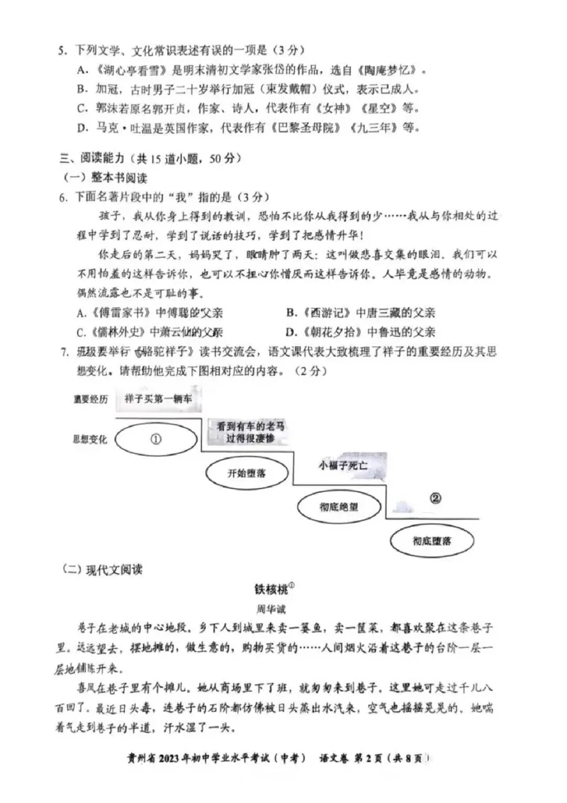 《2023贵州省语文试卷+答案(PDF版)_12.2026年4月全国各地高考模拟卷_2026版初中金考卷•45套中考试卷汇编系列合集_全国版中考真题(1)_各省市《历年中考真题》2013-2024(10)_贵州》第2页预览