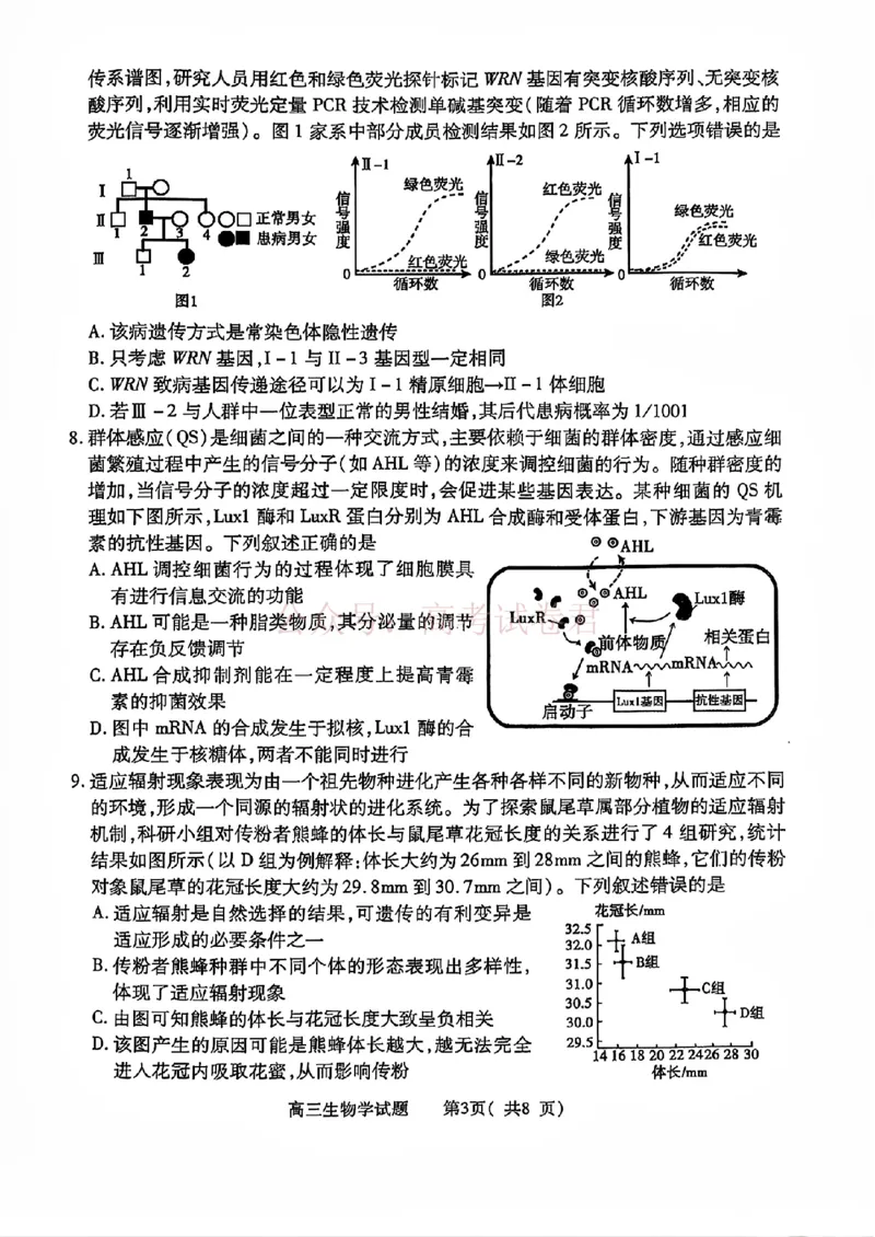 《2025年河南省五市高三第二次联考生物含答案_副本_12.2026年4月全国各地高考模拟卷_2026年4月_2025届河南省五市高三第二次联考全科_06生物_2025届河南省五市高三第二次联考》第3页预览