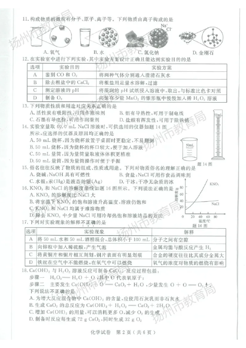 《2023扬州化学试卷(图片版)_12.2026年4月全国各地高考模拟卷_2026版初中金考卷•45套中考试卷汇编系列合集_全国版中考真题(1)_各省市《历年中考真题》2013-2024(10)_18江苏省各市试卷》第2页预览