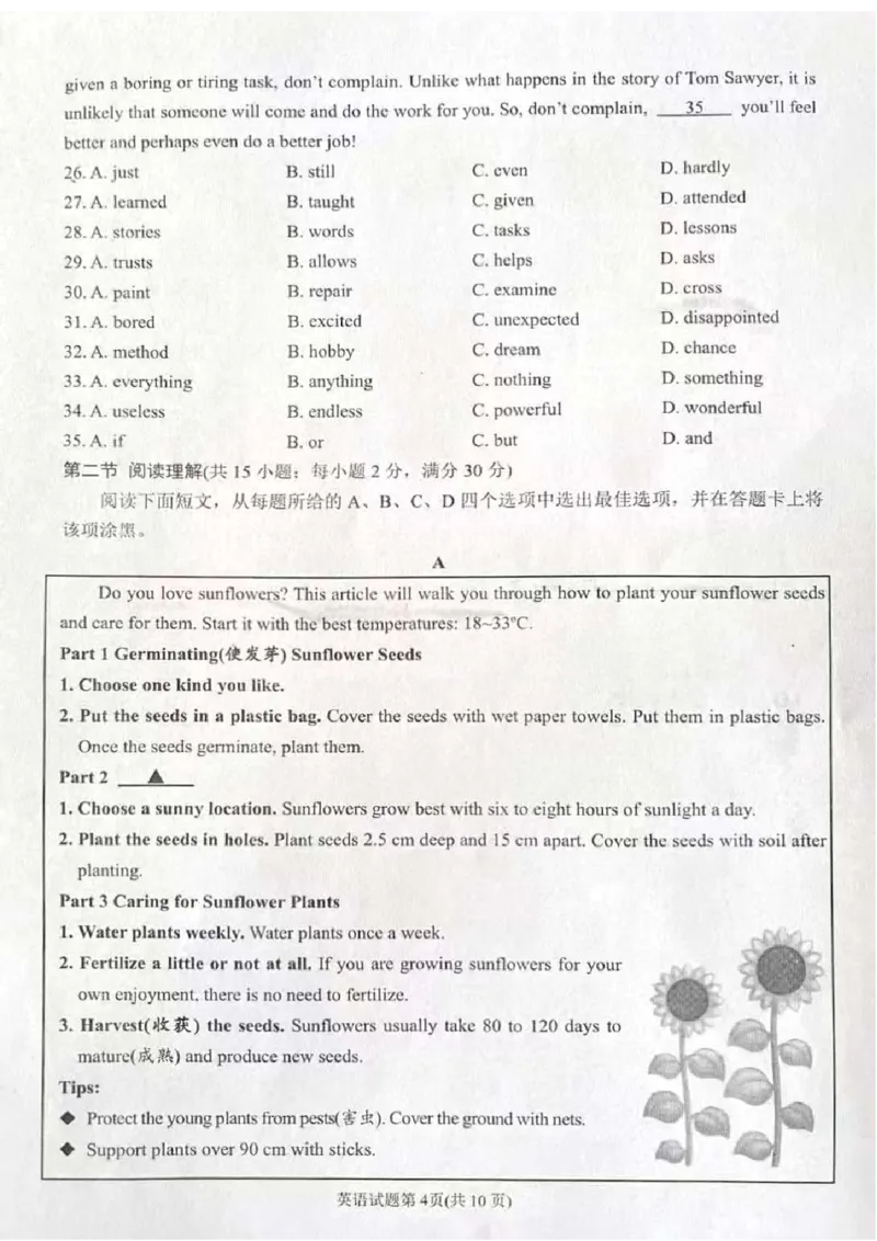 《2023南充英语试卷+答案(图片版)_12.2026年4月全国各地高考模拟卷_2026版初中金考卷•45套中考试卷汇编系列合集_全国版中考真题(1)_各省市《历年中考真题》2013-2024(10)_36四川南充试卷》第4页预览
