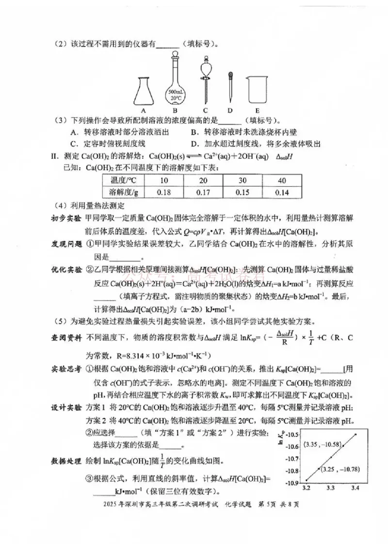 《2025年深圳市高三年级第二次调研考试化学_12.2026年4月全国各地高考模拟卷_2026年4月_2025届广东省深圳市高三第二次调研考试全科_05化学_2025届广东省深圳市高三第二次调研考试》第5页预览