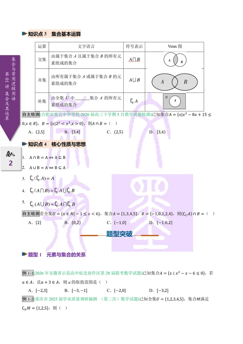 《第01讲集合及其运算（2027一轮讲义）（学生）_崇文一轮讲义(2027彩色版)》第2页预览