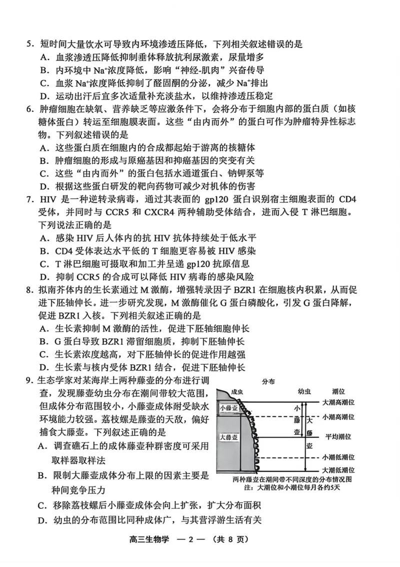 《2025-2026学年福州市高三年级五月质量检测生物_2024-2027高三（6-6月题库）_2026年05月高三试卷_260515福建省2025-2026学年福州市高三年级五月质量检测（全科）》第2页预览