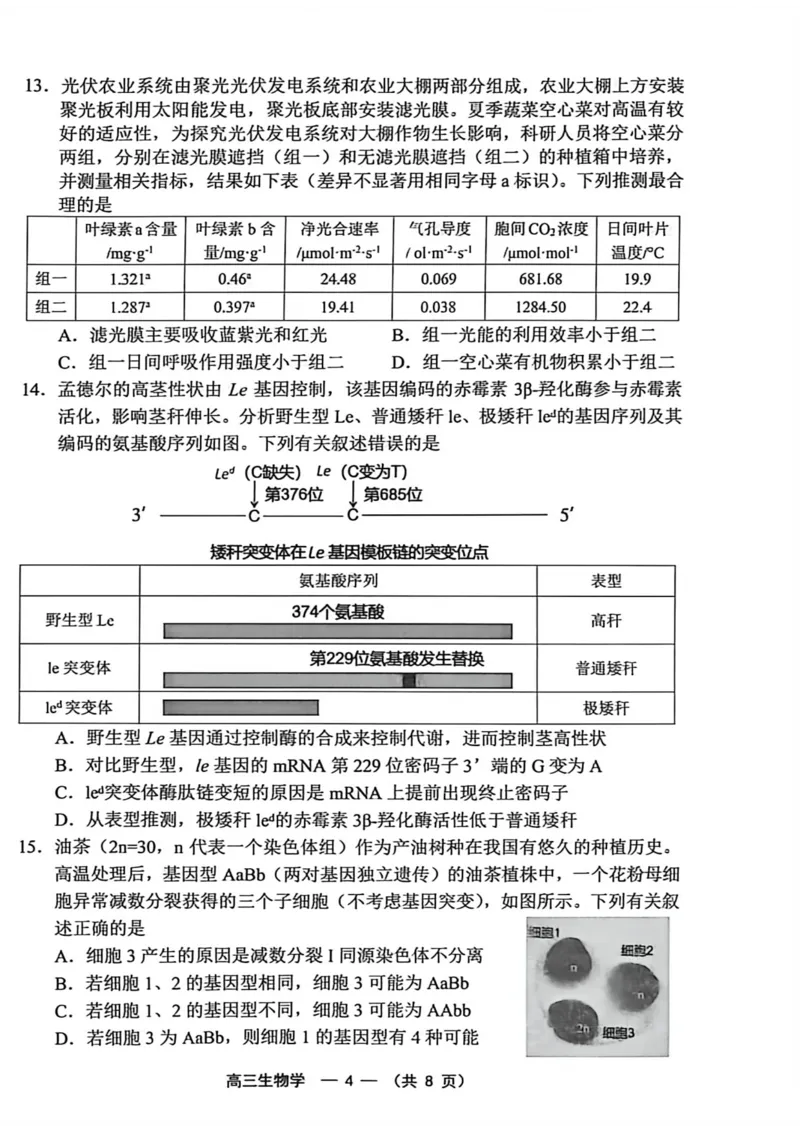 《2025-2026学年福州市高三年级五月质量检测生物_2024-2027高三（6-6月题库）_2026年05月高三试卷_260515福建省2025-2026学年福州市高三年级五月质量检测（全科）》第4页预览