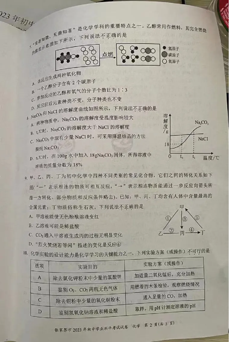 《2023张家界化学试卷+答案(图片版)_12.2026年4月全国各地高考模拟卷_2026版初中金考卷•45套中考试卷汇编系列合集_全国版中考真题(1)_各省市《历年中考真题》2013-2024(10)》第2页预览