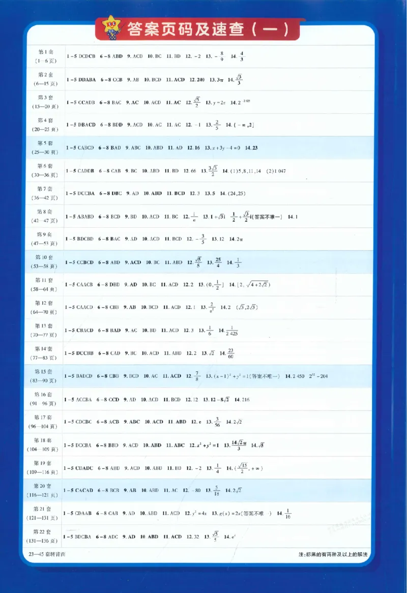 《2026《天星·45套数学》答案_12.2026年4月全国各地高考模拟卷_2026天星金考卷·优秀模拟试卷汇编45套_2026版《金考卷45套》（新I卷）（语数英）_数学I卷》第2页预览