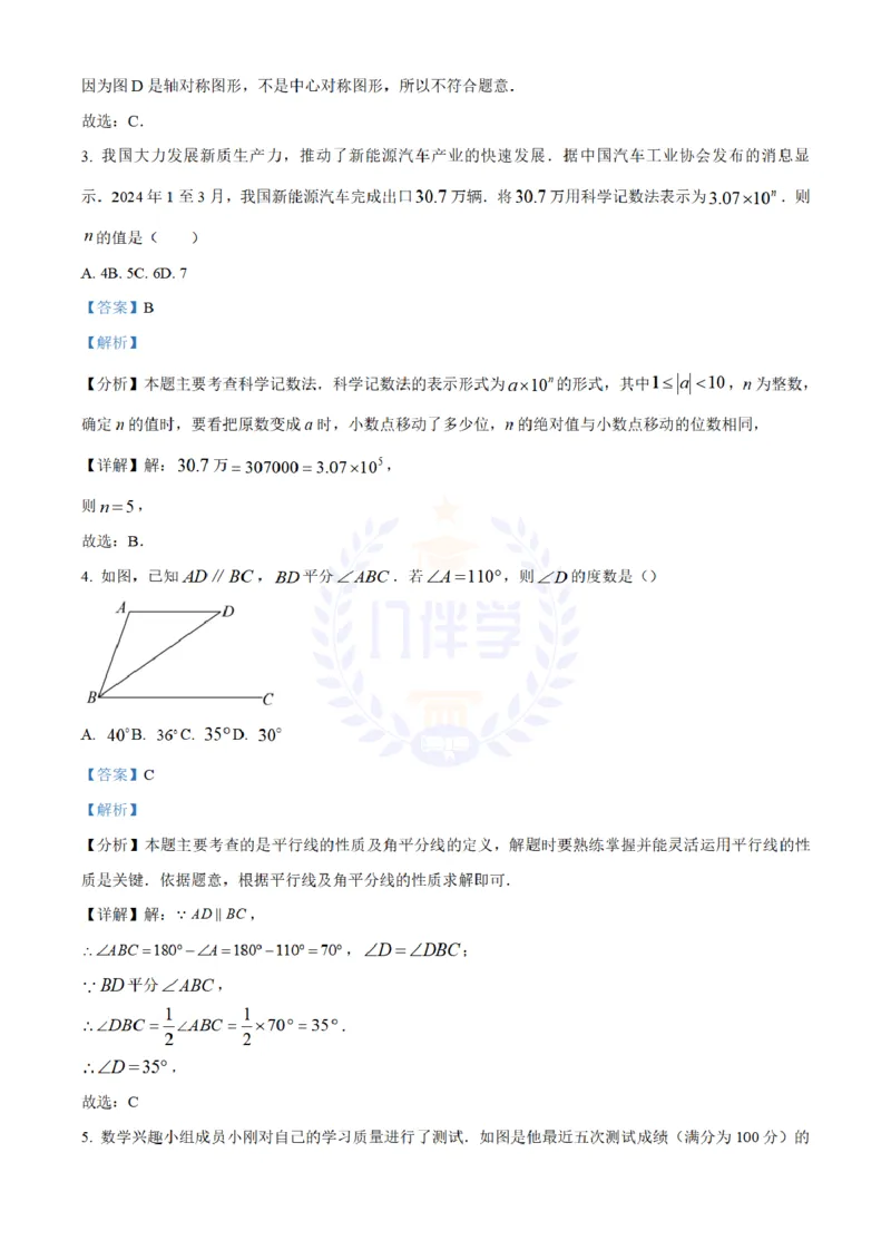 《2024年山东省淄博市中考真题数学试题(解析版)_12.2026年4月全国各地高考模拟卷_2026版初中金考卷•45套中考试卷汇编系列合集_全国版中考真题(1)_各省市《历年中考真题》2013-2024(10)》第2页预览