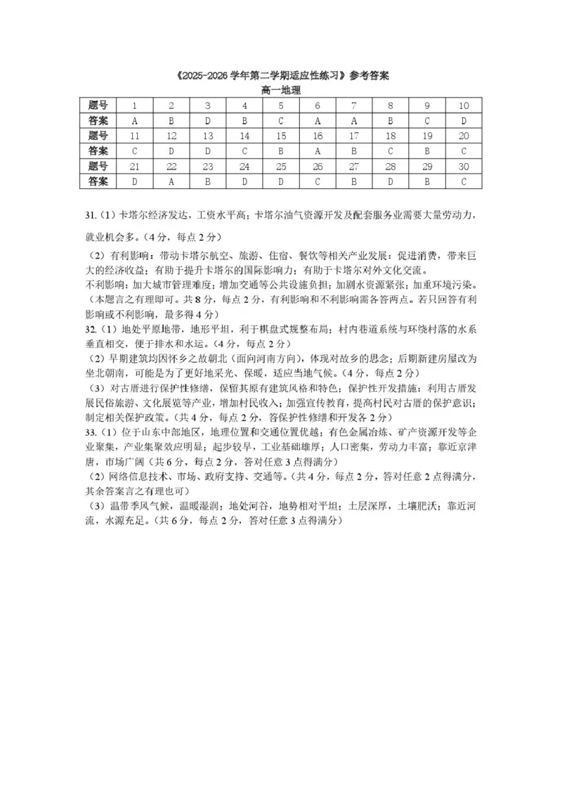 《福建省宁德市2025-2026学年高一下学期适应性练习（期中）地理答案（图片版）_2024-2027高一（7-7月题库）(1)_2026年06月高一试卷》第1页预览