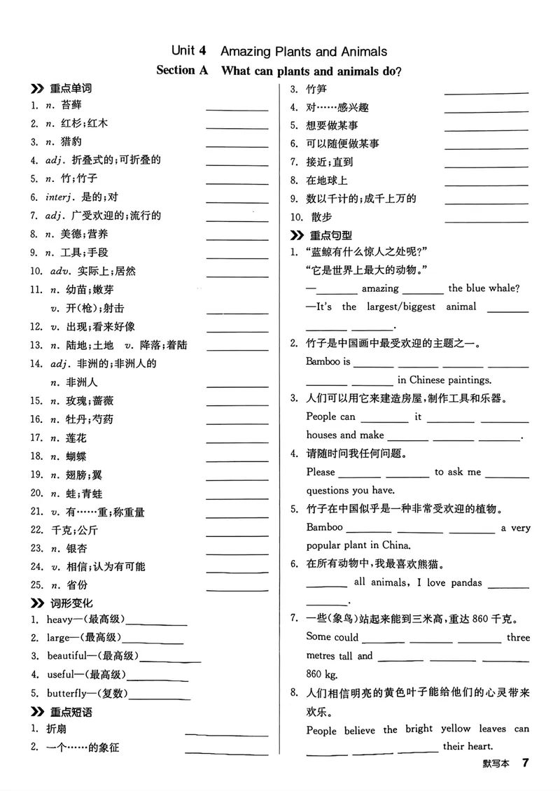 《默写本_初中英语789_最新人教版英语八年级上册_新版_初中英语8上新更新第三套可选择_04习题试卷_课时练习》第8页预览