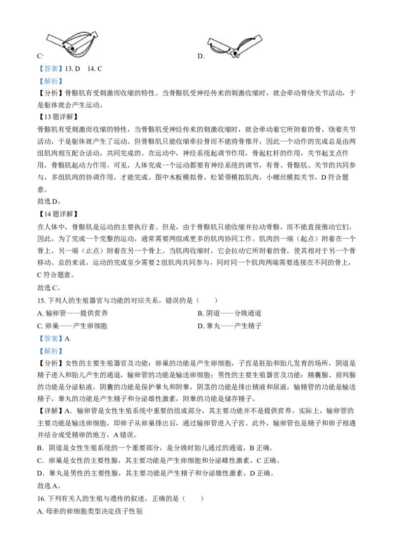 《2024年福建省中考生物真题（解析版）_12.2026年4月全国各地高考模拟卷_2026版初中金考卷•45套中考试卷汇编系列合集_全国版中考真题(1)_各省市《历年中考真题》2013-2024(10)》第6页预览