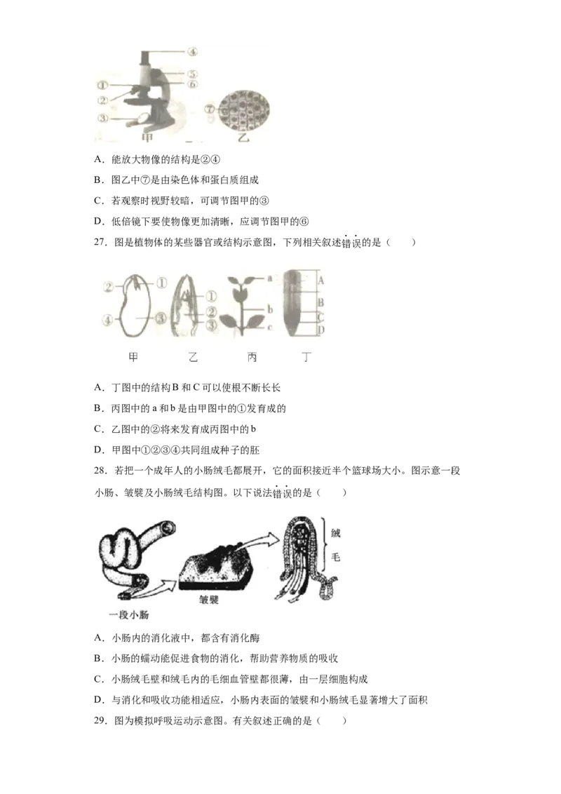 《2021年重庆市中考生物真题（解析卷）_重庆历年中考真题2008-2026_8.重庆中考生物2021-2026》第7页预览