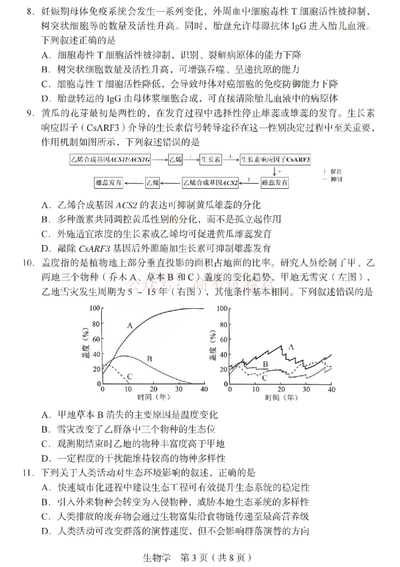 《2026年山西省普通高中学业水平选择性考试调研试题生物_副本_12.2026年4月全国各地高考模拟卷_2026年4月_山西学考选考调研2026年山西省普通高中学业水平选择性考试调研试题》第3页预览