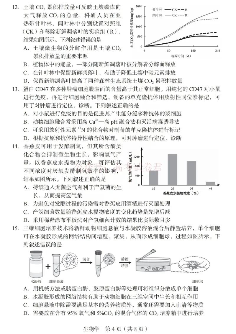 《2026年山西省普通高中学业水平选择性考试调研试题生物_副本_12.2026年4月全国各地高考模拟卷_2026年4月_山西学考选考调研2026年山西省普通高中学业水平选择性考试调研试题》第4页预览