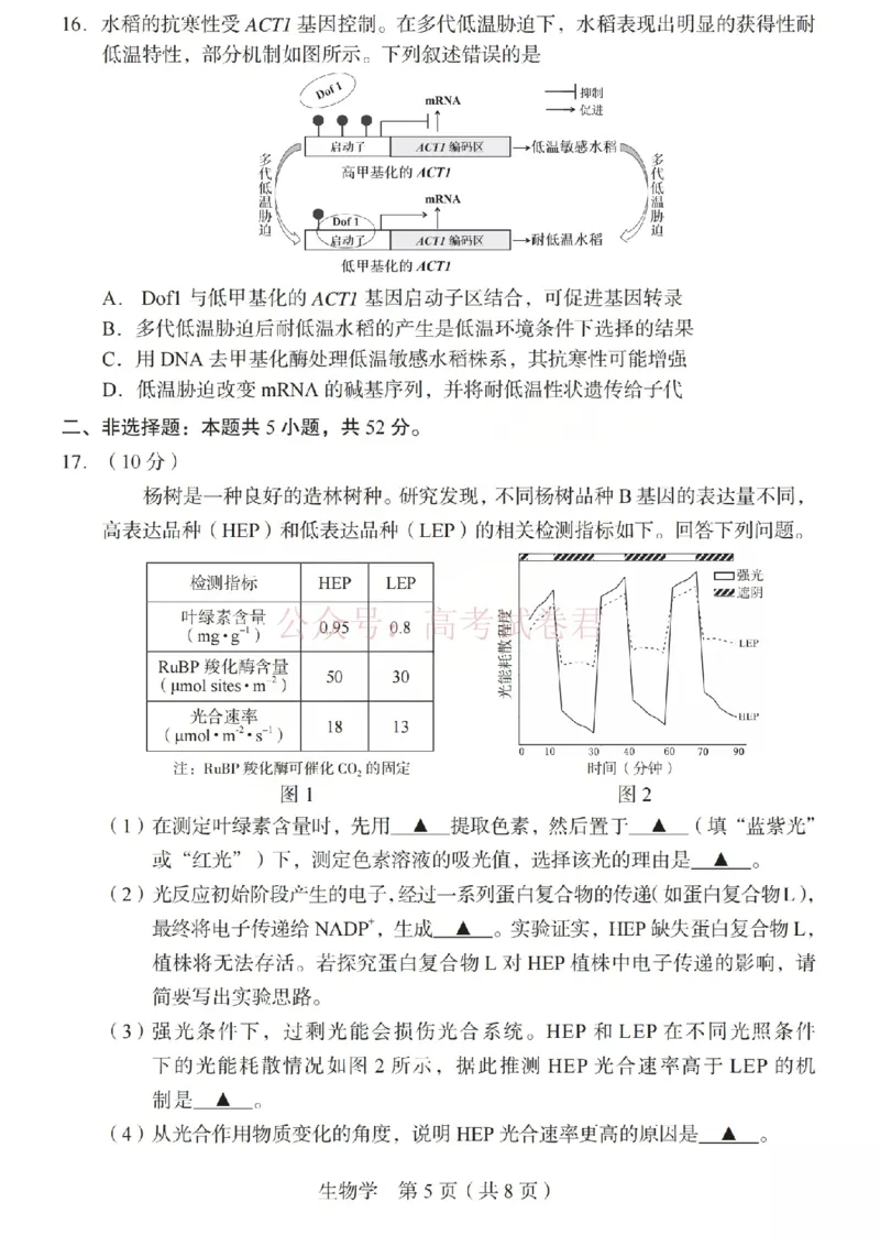 《2026年山西省普通高中学业水平选择性考试调研试题生物_副本_12.2026年4月全国各地高考模拟卷_2026年4月_山西学考选考调研2026年山西省普通高中学业水平选择性考试调研试题》第5页预览