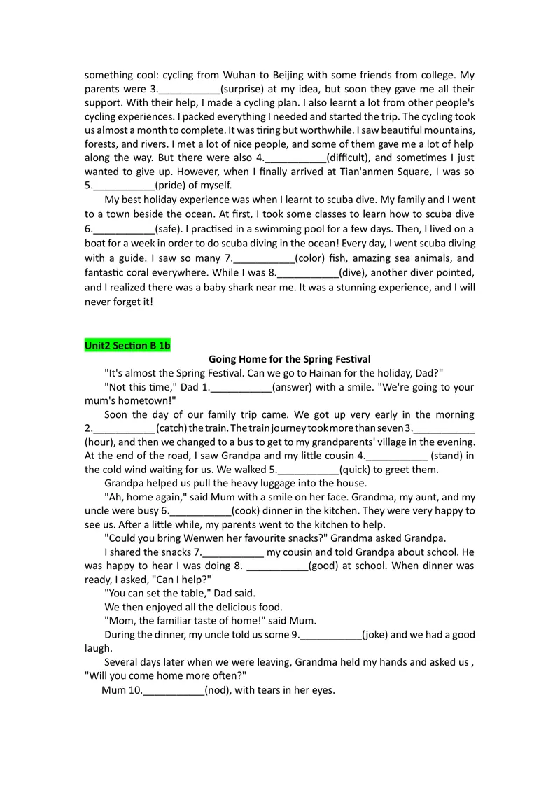 《Unit1-Unit4课文改编语法填空2025-2026学年人教版英语八年级上册_初中英语789_最新人教版英语八年级上册_新版_最新2025秋人教版英语（八年级上册）_人教8上基础版_9、课文改变语法填空》第2页预览