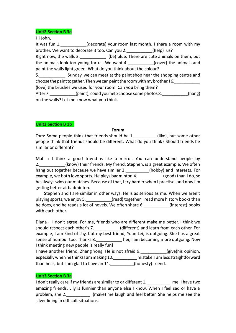《Unit1-Unit4课文改编语法填空2025-2026学年人教版英语八年级上册_初中英语789_最新人教版英语八年级上册_新版_最新2025秋人教版英语（八年级上册）_人教8上基础版_9、课文改变语法填空》第3页预览