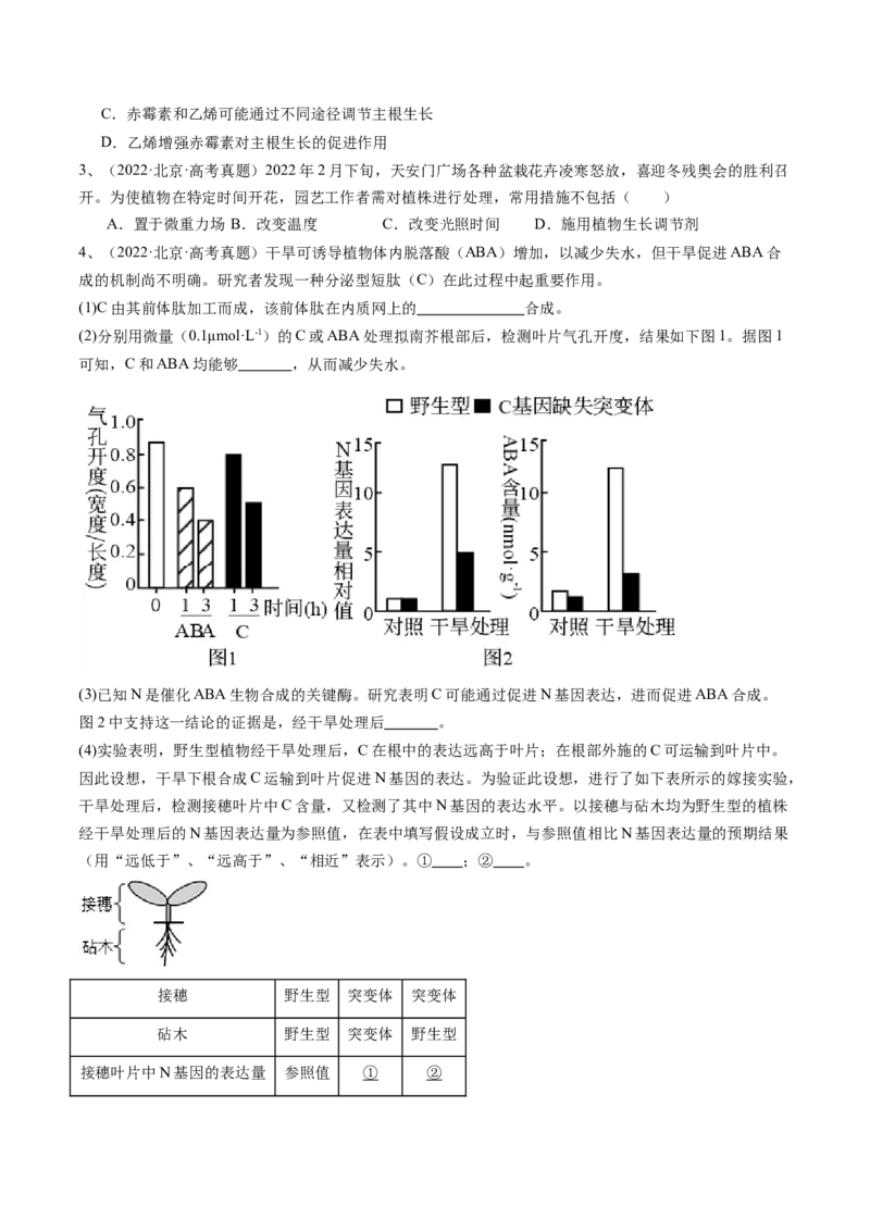《专题10植物的激素调节（学生版）_北京高考全科_生物_五年（2020-2024）高考生物真题分类汇编（北京专用）》第3页预览