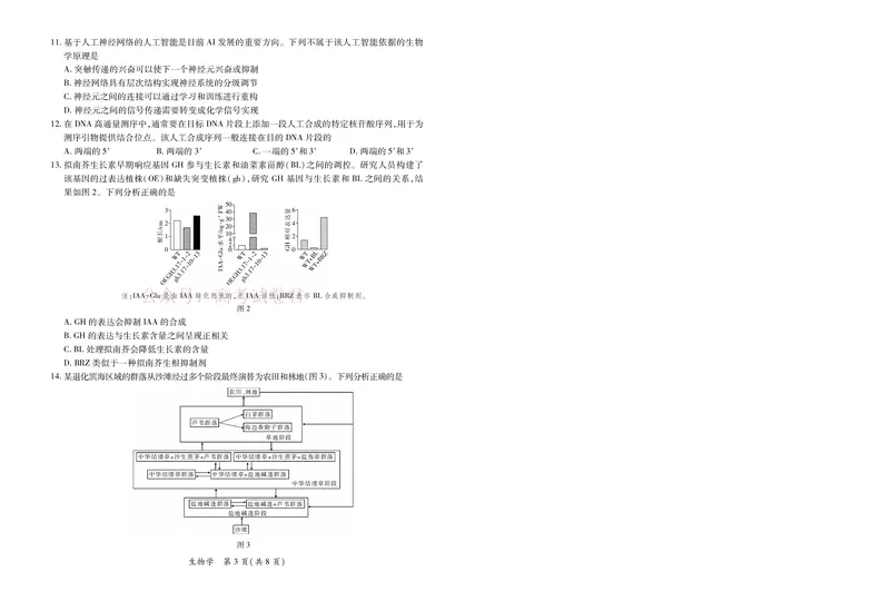 《26届4月湛江高三二模·生物学3.28(1)_12.2026年4月全国各地高考模拟卷_2026年4月_2026年广东省湛江市普通高考测试（二）_06生物_广东省湛江市普通高考测试（二）》第3页预览