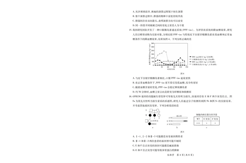 《26届4月湛江高三二模·生物学3.28(1)_12.2026年4月全国各地高考模拟卷_2026年4月_2026年广东省湛江市普通高考测试（二）_06生物_广东省湛江市普通高考测试（二）》第4页预览