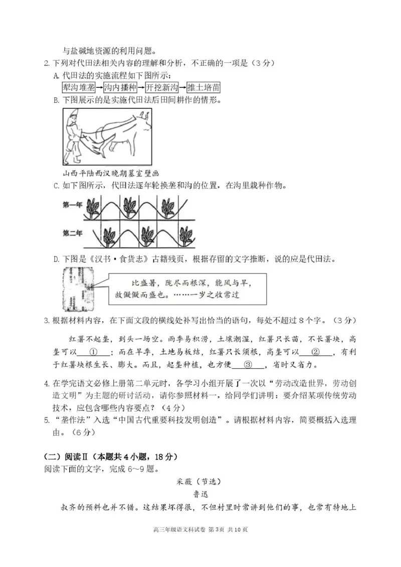 《东北育才学校2025-2026学年高三下学期临考提升卷语文_2024-2027高三（6-6月题库）_2026年06月高三试卷_260603辽宁沈阳市东北育才学校2025-2026学年高三下学期临考提升卷》第3页预览