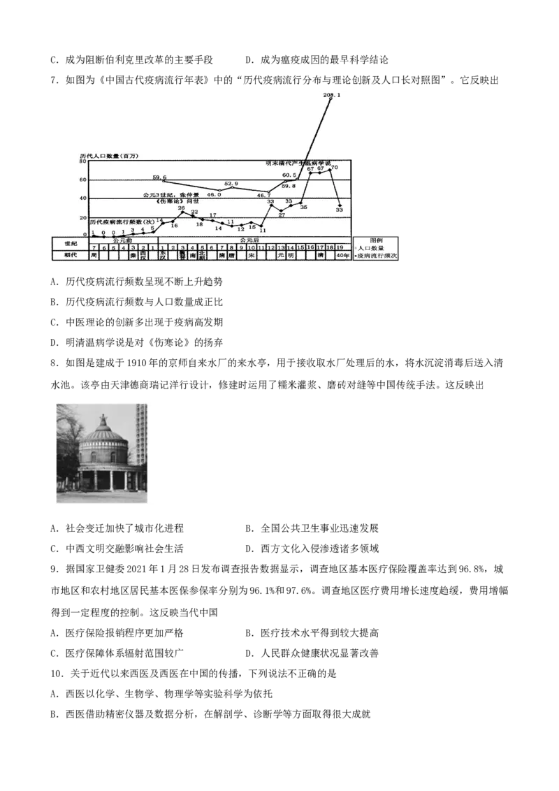 《专题06医疗与公共卫生（学生版）_新版高中_高中历史新版_高中历史选择性必修2（统编版）_期中期末》第2页预览