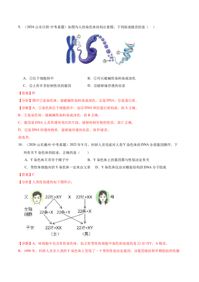 《专题12生物的遗传和变异（全国通用）（教师版）_2026年中考真题分类汇编9科_三年（2023-2025）中考生物真题分类汇编（全国通用）-C432》第7页预览