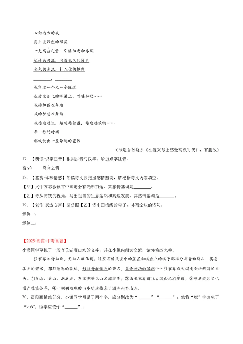 《专题06基础知识综合（全国通用）（学生版）_2026年中考真题分类汇编9科_三年（2023-2025）中考语文真题分类汇编（全国通用）-C432》第5页预览
