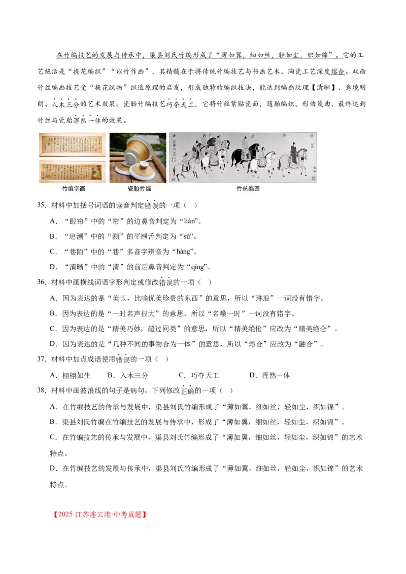 《专题06基础知识综合（全国通用）（学生版）_2026年中考真题分类汇编9科_三年（2023-2025）中考语文真题分类汇编（全国通用）-C432》第9页预览