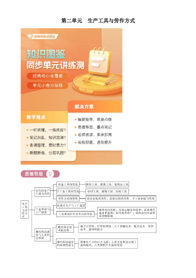 《单元讲练测（选必2）第二单元生产工具与劳作方式（讲）（学生版）_新版高中_高中历史新版_高中历史选择性必修2（统编版）_单元讲练测-F12》第1页预览