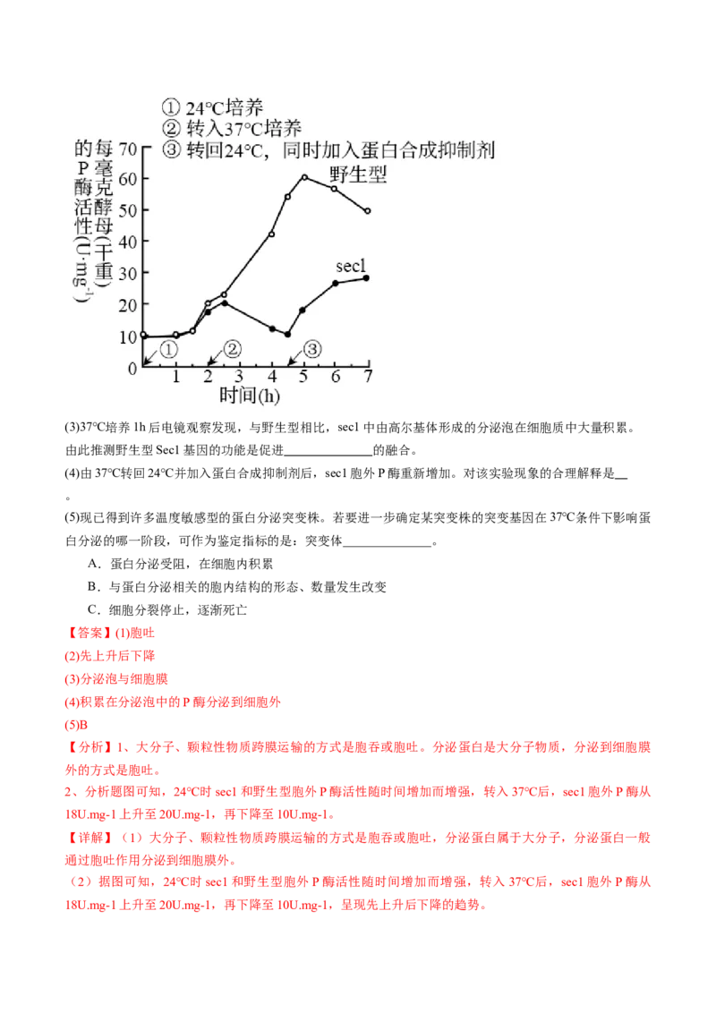 《专题02物质运输、酶和ATP（教师版）_北京高考全科_生物_五年（2020-2024）高考生物真题分类汇编（北京专用）》第6页预览