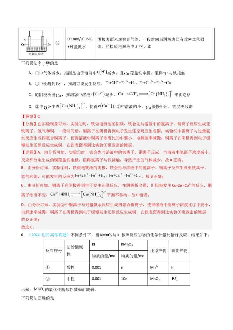 《专题07实验探究选择题-5年高考1年模拟化学真题分类汇编（北京专用）（教师版）_北京高考全科_化学_五年（2020-2024）高考化学真题分类汇编（北京专用）》第4页预览