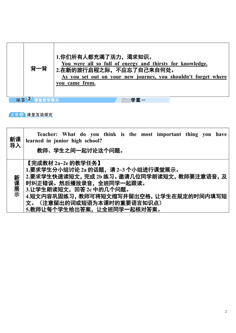 《SectionB第4课时(2a～2e)_初中英语789_26秋最新人教版英语九年级上册_26秋人教九上_39、赠送其它资料_旧版资料_2.精品教案_人教版英语9年级下教案教案0_unit14》第2页预览