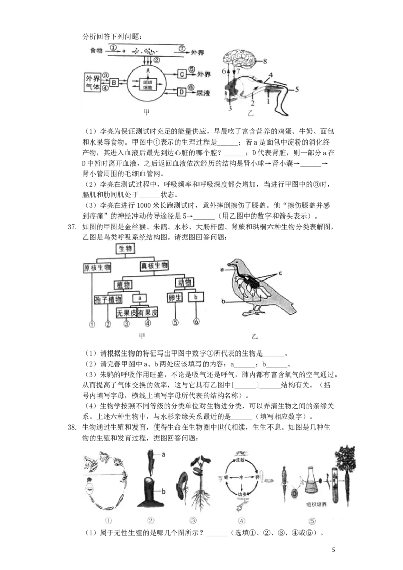 《湖南省湘潭市2019年中考生物真题试题（含解析）_12.2026年4月全国各地高考模拟卷_2026版初中金考卷•45套中考试卷汇编系列合集_全国版中考真题(1)_各省市《历年中考真题》2013-2024(10)》第5页预览