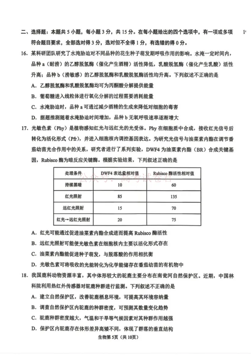 《生物试卷-辽宁省鞍山市普通高中2025-2026学年度高三年级第二次质量监测(鞍山二模)_12.2026年4月全国各地高考模拟卷_2026年4月_06生物_辽宁省鞍山市高三第二次质量监测》第5页预览