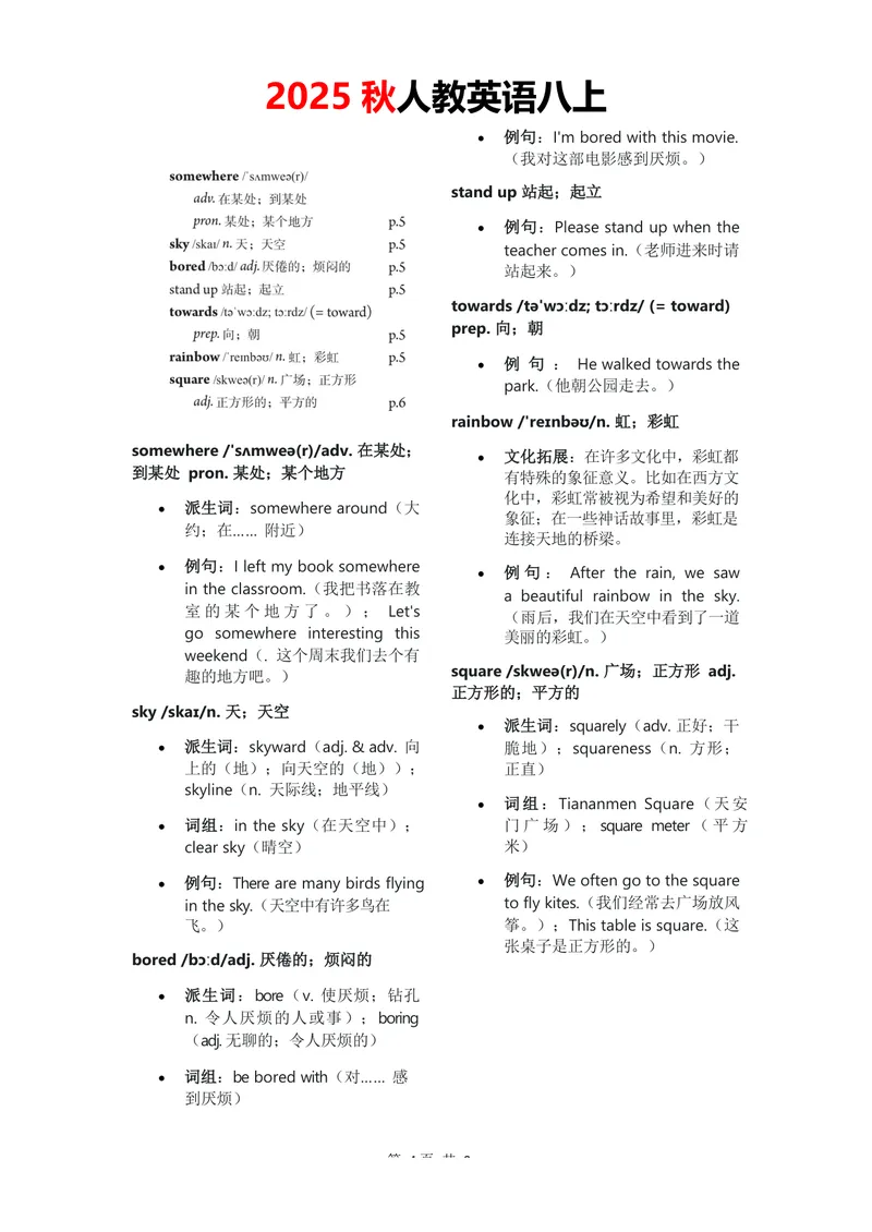《2025秋八上单词批注Unit1无水印_初中英语789_最新人教版英语八年级上册_新版_最新2025秋人教版英语（八年级上册）_2025秋人教版英语8上：预习资料包_09单词批注（word+pdf)（多套）》第4页预览