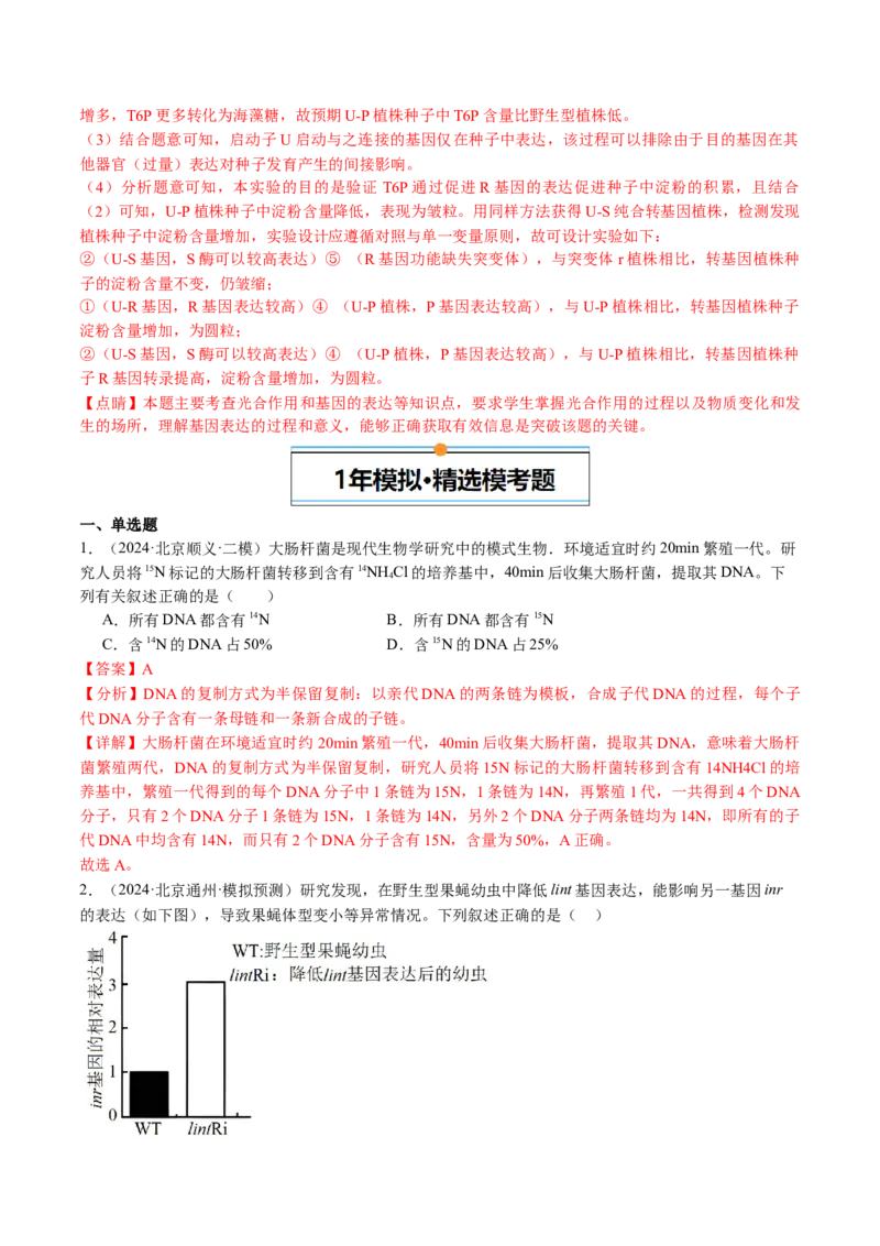 《专题06遗传的分子基础（教师版）_北京高考全科_生物_五年（2020-2024）高考生物真题分类汇编（北京专用）》第6页预览