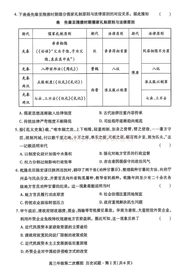 《2026年高三年级第二次模拟考试试题历史_副本_12.2026年4月全国各地高考模拟卷_2026年4月_2026届甘肃省高三年级第二次模拟考试全科_08历史_甘肃省高三年级第二次模拟考试》第2页预览