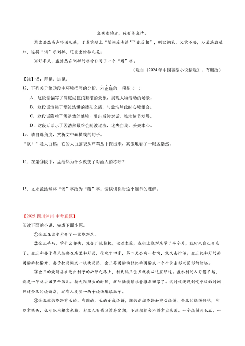 《专题18小说阅读（二）（全国通用）（学生版）_2026年中考真题分类汇编9科_三年（2023-2025）中考语文真题分类汇编（全国通用）-C432》第8页预览