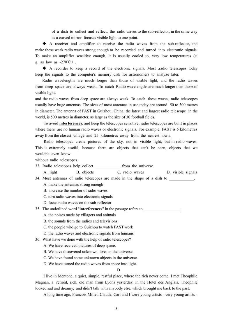 《2019年浙江省温州市中考英语试题（WORD版，含答案）_初中英语789_26秋最新人教版英语九年级上册_人教版英语九年级全册_人教版初中英语9全一册_0最新更新_人教版英语9年级下册_浙江_温州》第5页预览