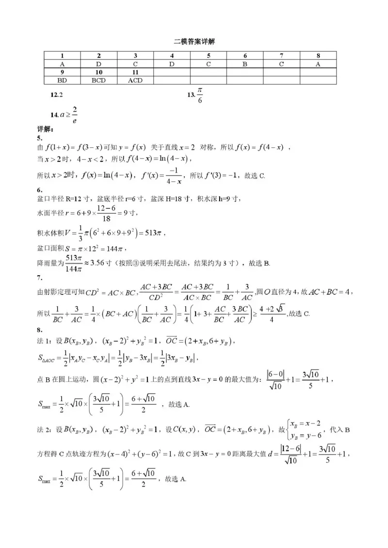 《2026年哈尔滨市高考第二次模拟考试数学答案_2024-2027高三（6-6月题库）_2026年05月高三试卷_260513黑龙江省2026年哈尔滨市高考第二次模拟考试（哈尔滨二模）（全科）》第1页预览