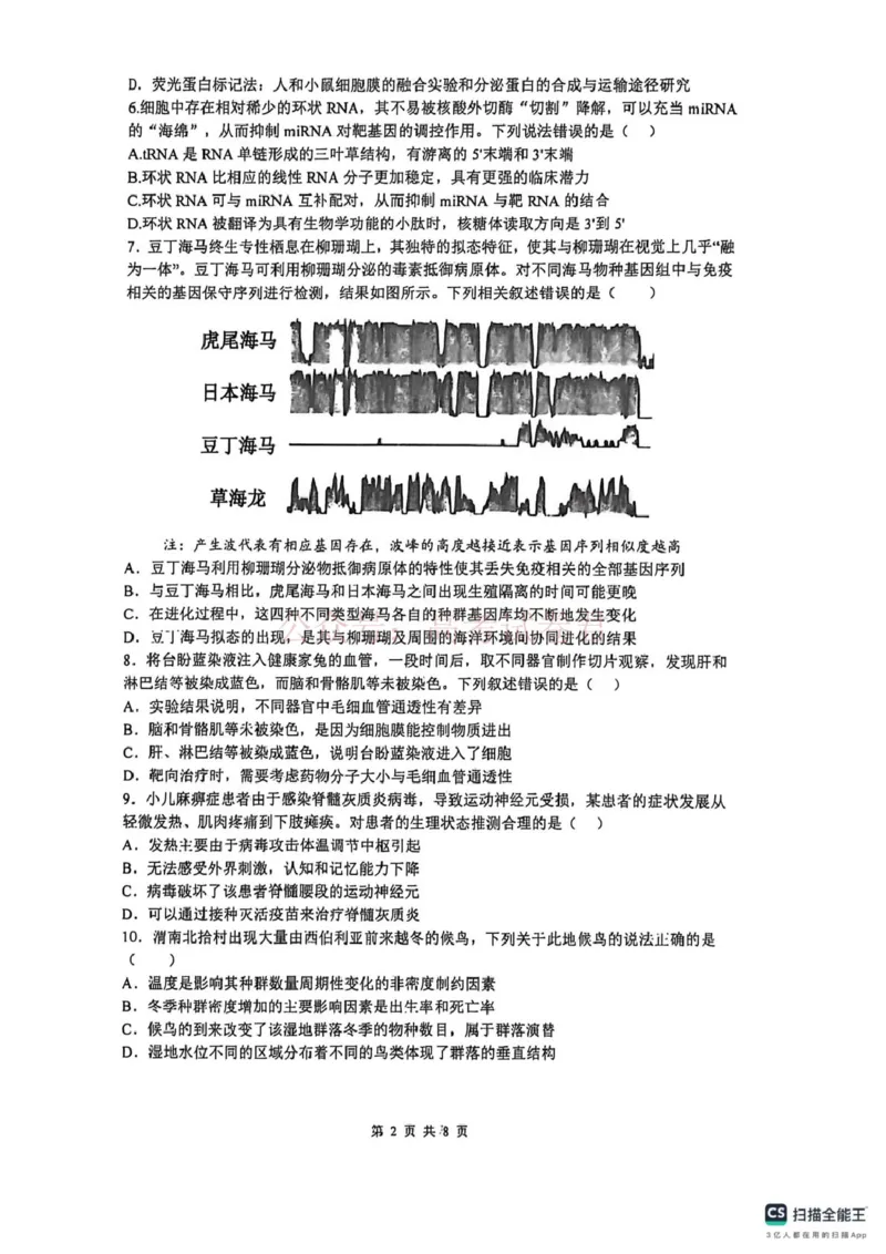 《山大附中高三生物试题(1)_12.2026年4月全国各地高考模拟卷_2026年4月_山西大学附中4月阶段测2026年山西大学附属中学高三下学期4月阶段检测》第2页预览